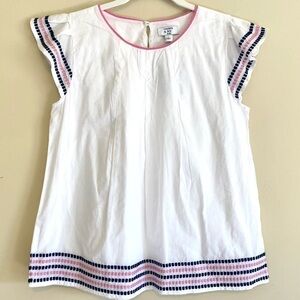 Crown And Ivy Embroidered Cap Sleeves 100% Cotton Summer Top Size L (Girl) NWT